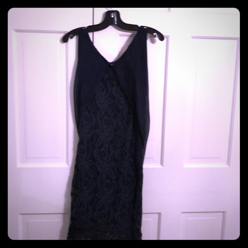 Navy blue lace and chiffon dress
